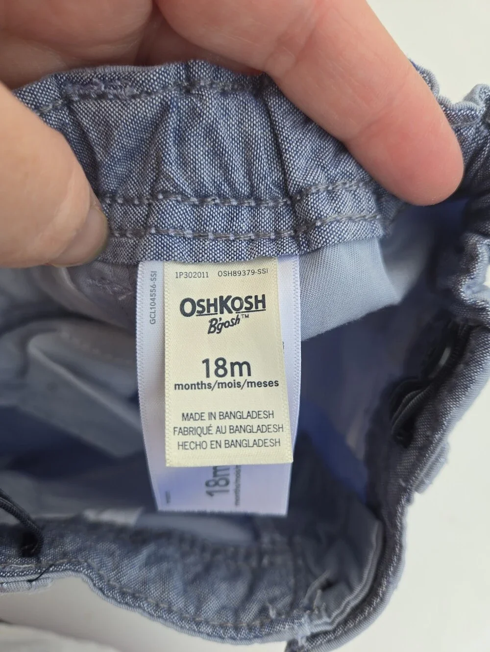 Oshkosh Bgosh Shorts Twill Pull On Dusty Blue 18m